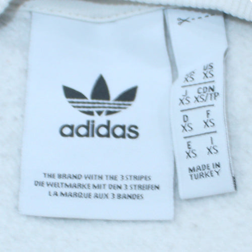 adidas Mens White XS Pullover Sweatshirt Crew Neck Logo Graphic Print