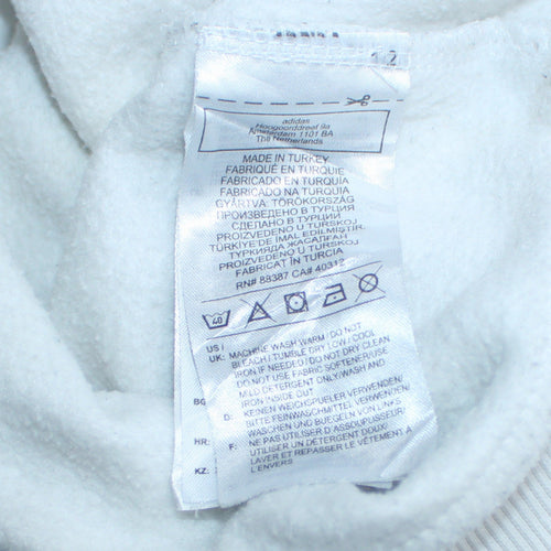 adidas Mens White XS Pullover Sweatshirt Crew Neck Logo Graphic Print