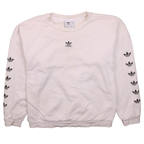 Adidas Womens Beige Crew Neck Sweatshirt Size 14 Logo Print