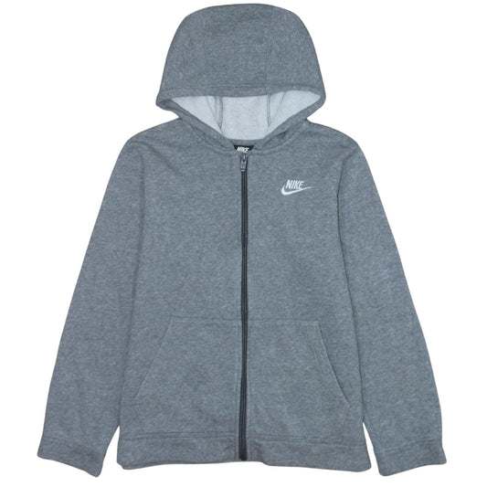 Nike Boys Grey Full Zip Hoodie L 147-158cm Classic Fleece Sweatshirt