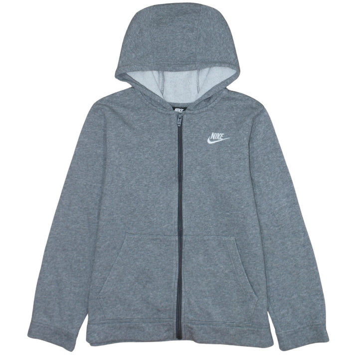 Nike Boys Grey Full Zip Hoodie L 147-158cm Classic Fleece Sweatshirt
