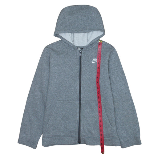 Nike Boys Grey Full Zip Hoodie L 147-158cm Classic Fleece Sweatshirt