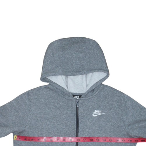 Nike Boys Grey Full Zip Hoodie L 147-158cm Classic Fleece Sweatshirt