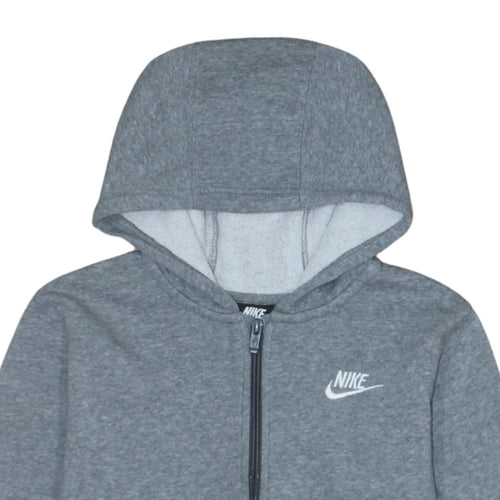 Nike Boys Grey Full Zip Hoodie L 147-158cm Classic Fleece Sweatshirt