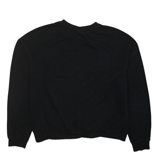 Disney Women Black Small Mickey Embroidered Pullover Sweatshirt