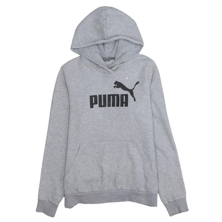 Puma Women Grey Logo Pullover Hoodie Size 12 Medium