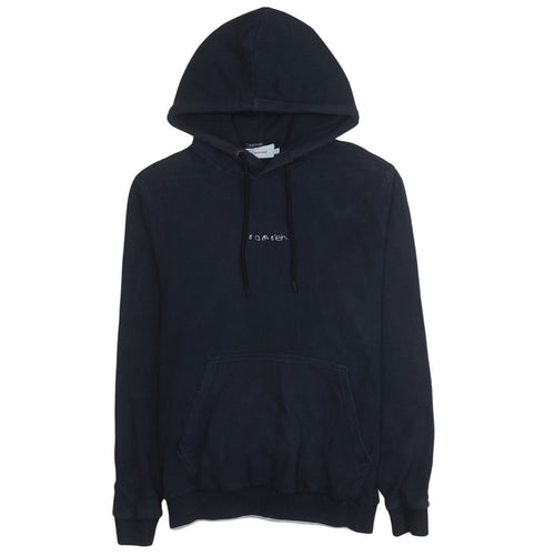 Calvin Klein Men's Blue Pullover Hoodie Size M Logo Fleece
