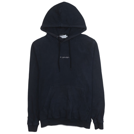 Calvin Klein Men's Blue Pullover Hoodie Size M Logo Fleece