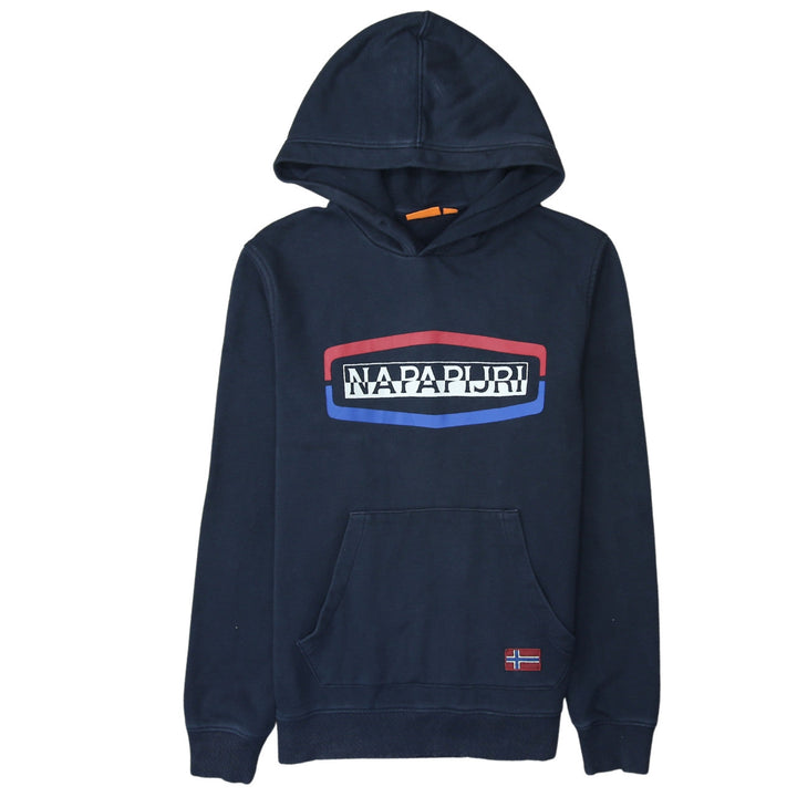 Napapijri Men's Blue Logo Pullover Hoodie Size M