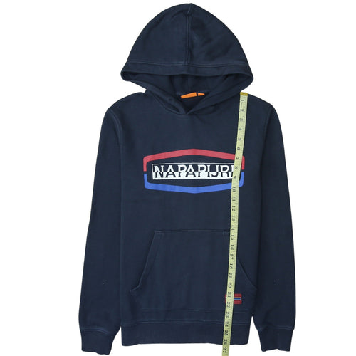 Napapijri Men's Blue Logo Pullover Hoodie Size M