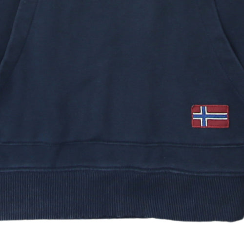 Napapijri Men's Blue Logo Pullover Hoodie Size M