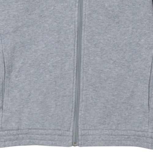 Adidas Boys Grey & Navy Full Zip Hoodie Size 13-14A 164cm Cotton Blend