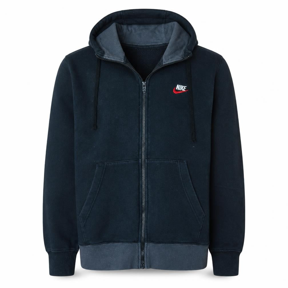 Nike Men’s Black Full Zip Hoodie S Fleece Cotton Logo Sportswear