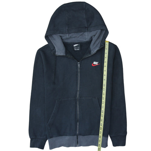 Nike Men’s Black Full Zip Hoodie S Fleece Cotton Logo Sportswear