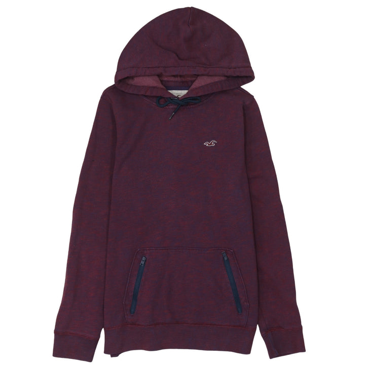 Hollister Men’s Red Pullover Hoodie Size S Logo Zip Pocket Sweatshirt