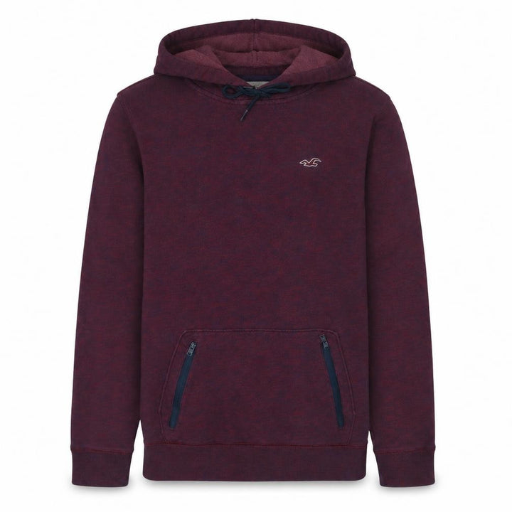 Hollister Men’s Red Pullover Hoodie Size S Logo Zip Pocket Sweatshirt