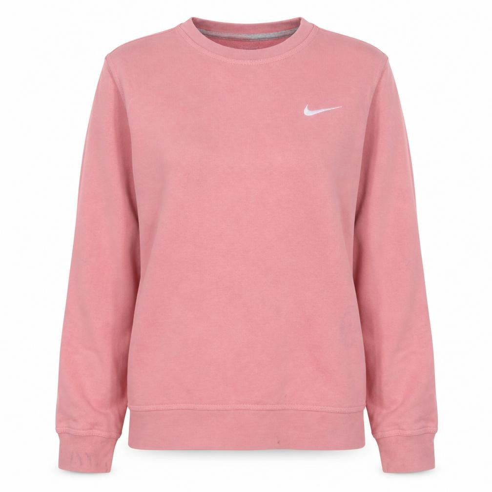 Front view of Nike Women's Pink Crew Neck Pullover Sweatshirt, size M