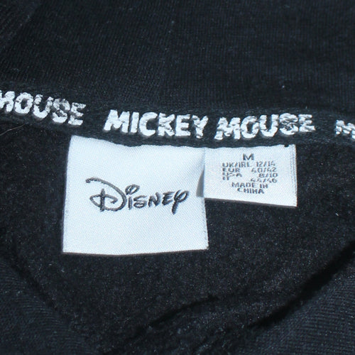 Disney Women Black Mickey Mouse Pullover Hoodie Size M 12/14
