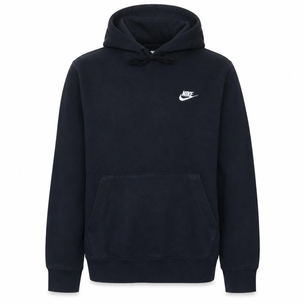 Front view of Nike Men's Black Pullover Hoodie Small Logo Sportswear Sweatshirt