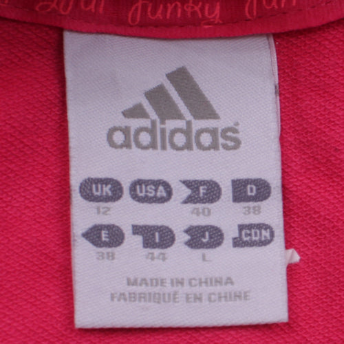 Adidas Womens Pink Hoodie Size 12 Pullover Logo Hooded Sweatshirt