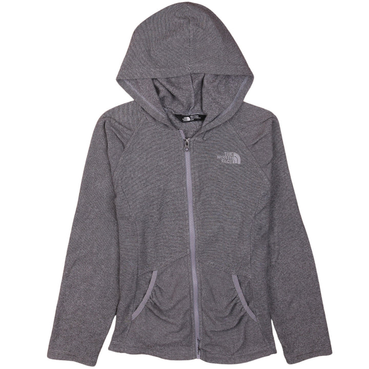 The North Face Girls Grey Hooded Full Zip Fleece Jacket Size M