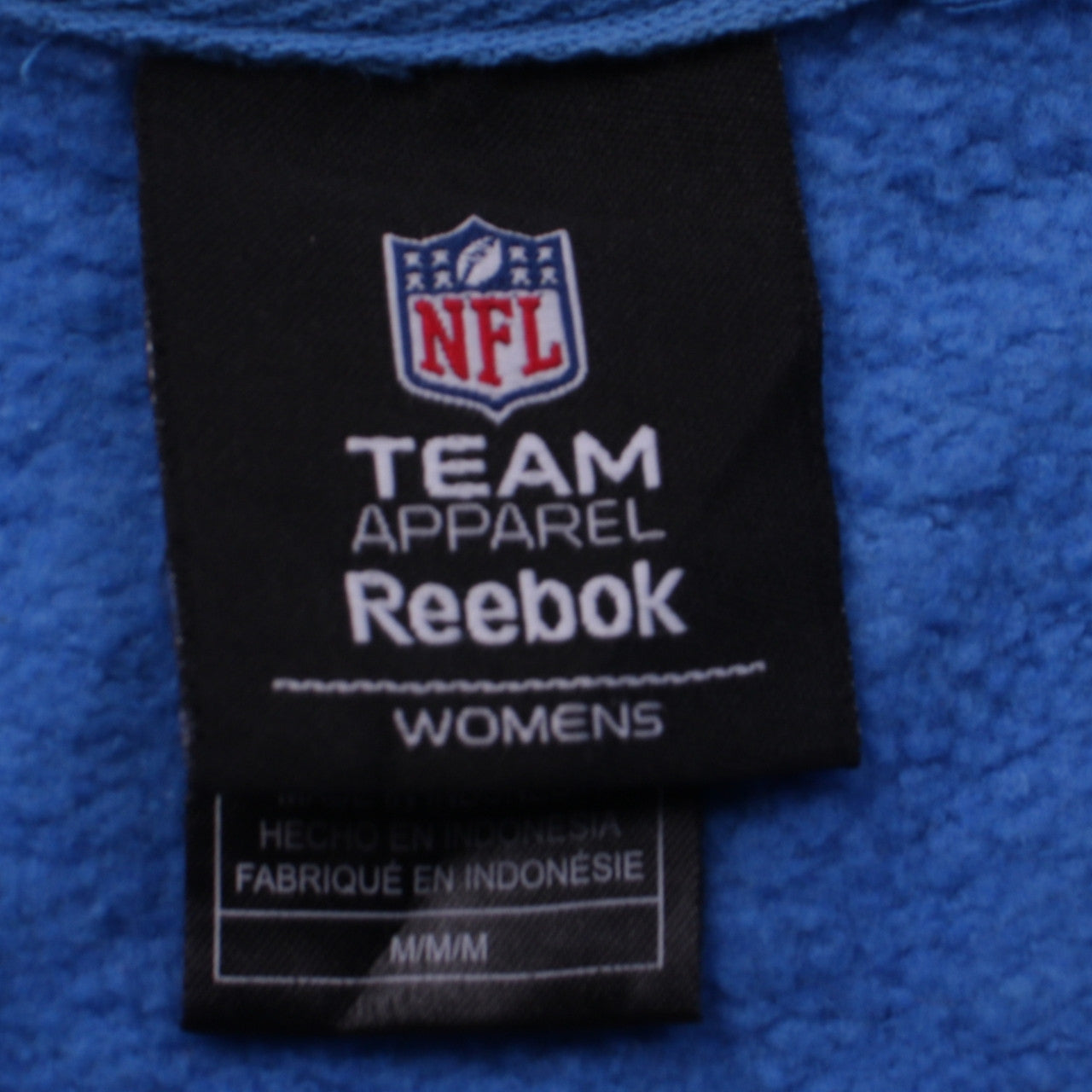 Reebok NFL Team Apparel Blue Full Zip Hoodie Unisex M Sports Fleece