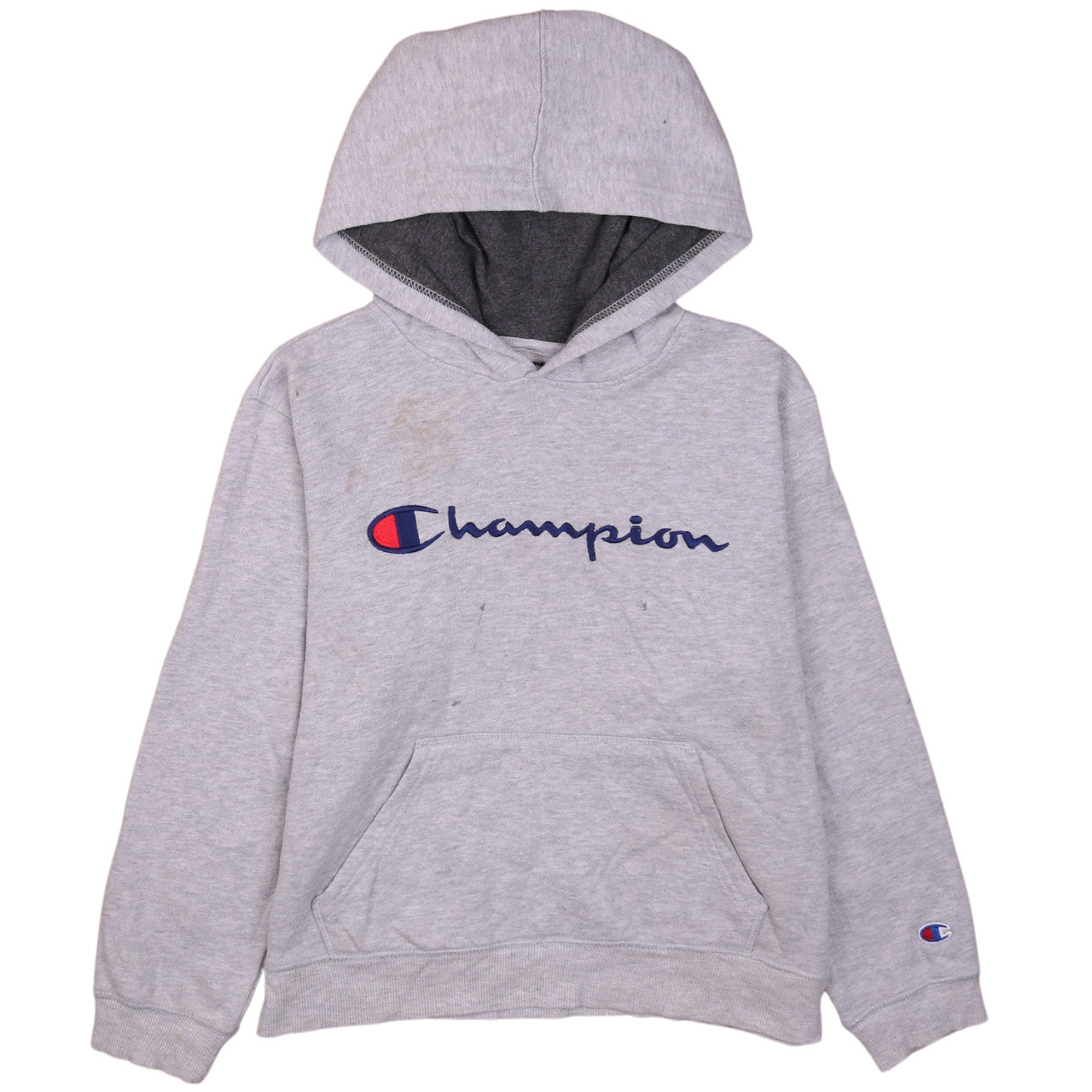 Champion Men's Grey Pullover Hoodie L Logo Fleece Sweatshirt