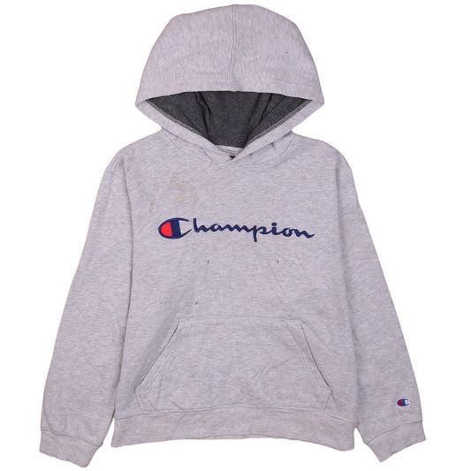 Champion Men's Grey Pullover Hoodie L Logo Fleece Sweatshirt