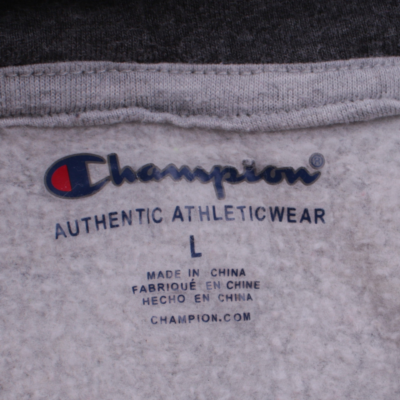 Champion Men's Grey Pullover Hoodie L Logo Fleece Sweatshirt