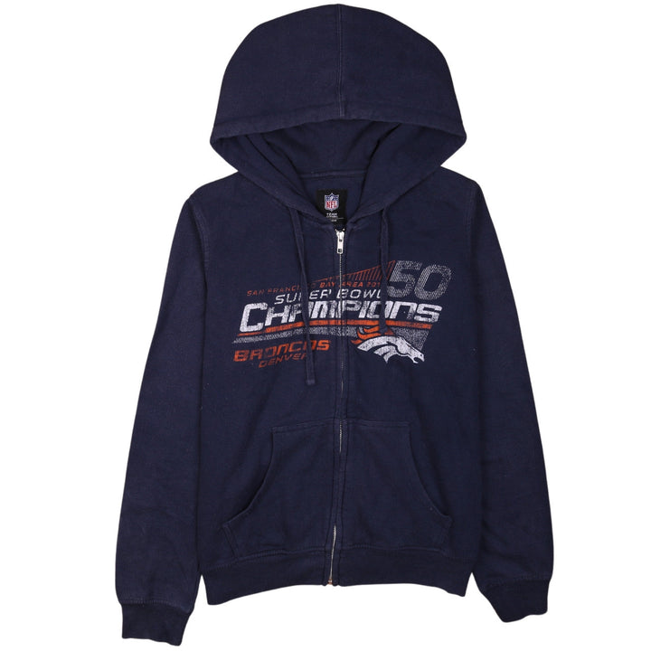 NFL Team Apparel Womens Navy Denver Broncos Full Zip Hoodie