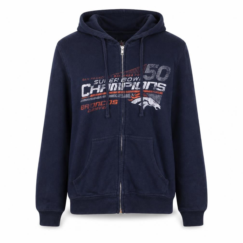 NFL Team Apparel Womens Navy Denver Broncos Full Zip Hoodie