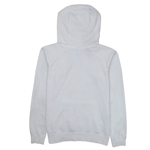 Nike Womens White Pullover Hoodie Small Logo Print Cotton Blend