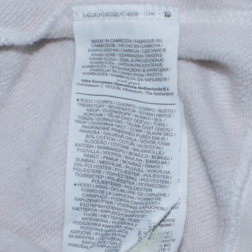 Nike Womens White Pullover Hoodie Small Logo Print Cotton Blend