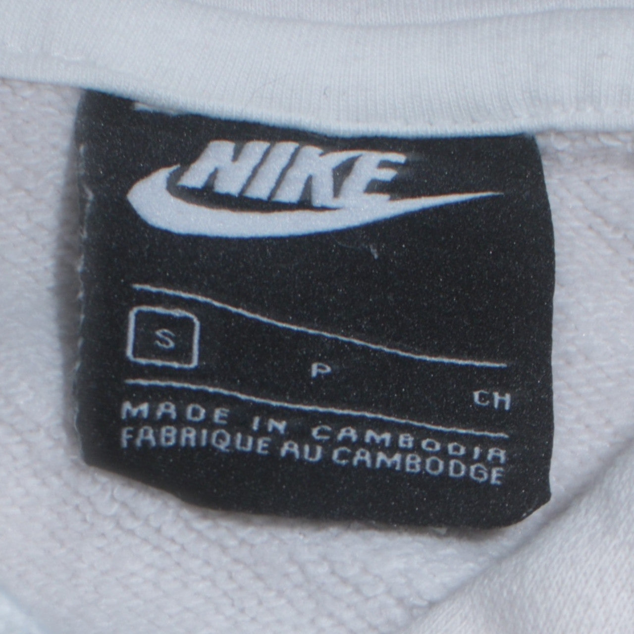 Nike Womens White Pullover Hoodie Small Logo Print Cotton Blend