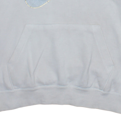 Nike Womens White Pullover Hoodie Small Logo Print Cotton Blend