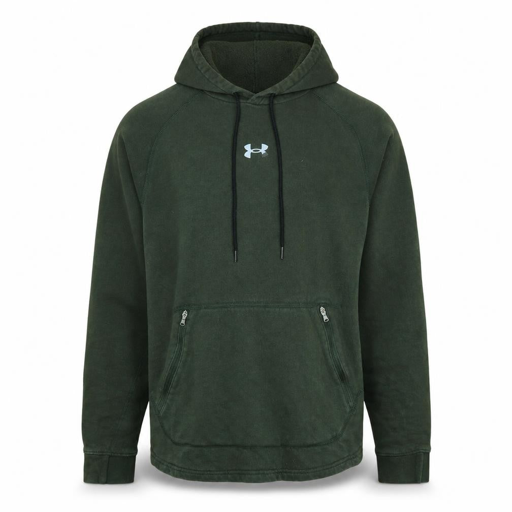 Front view of Under Armour Men's Green XS Pullover Hoodie ColdGear Fleece