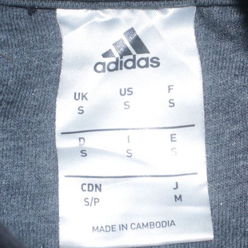 Adidas Men Black Full Zip Sweatshirt S Logo Sports Top