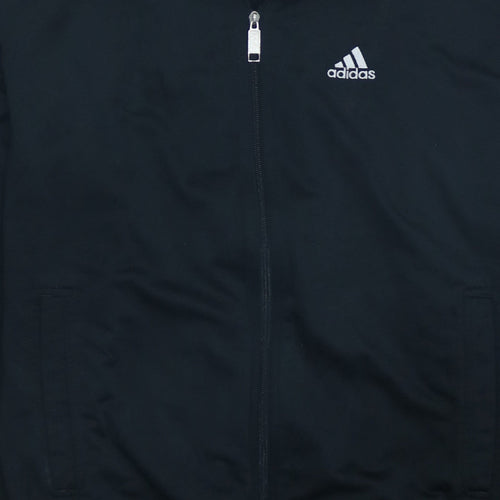 Adidas Men Black Full Zip Sweatshirt S Logo Sports Top