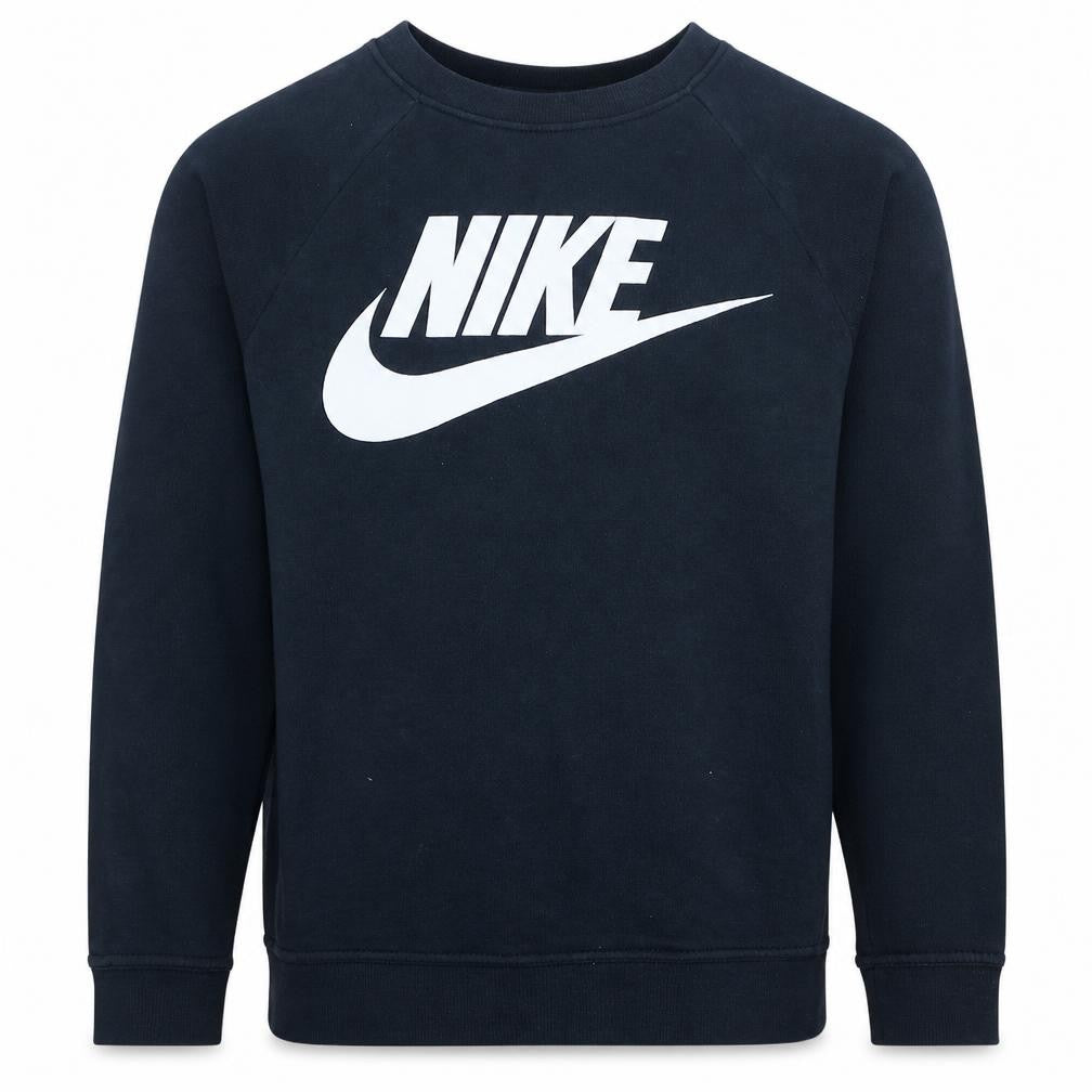 Front view of Nike Men's Black Small Pullover Sweatshirt Logo Crew Neck