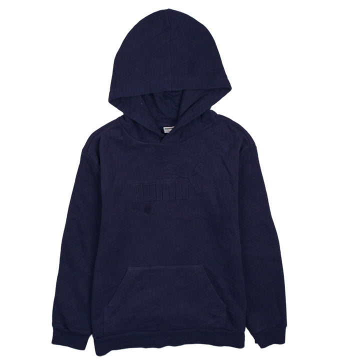 Puma Teens Blue Pullover Hoodie L Logo Fleece Sportswear