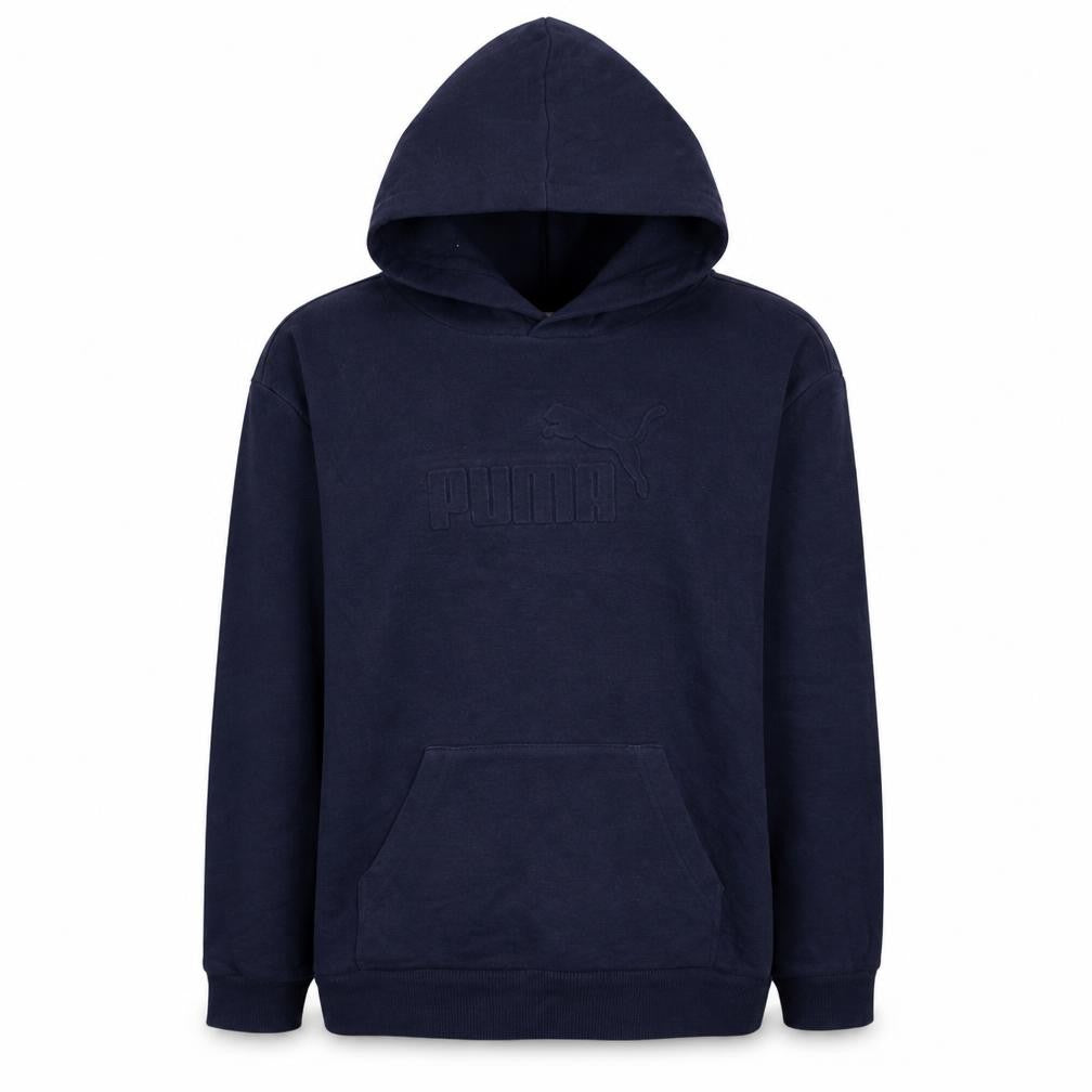 Puma Teens Blue Pullover Hoodie L Logo Fleece Sportswear