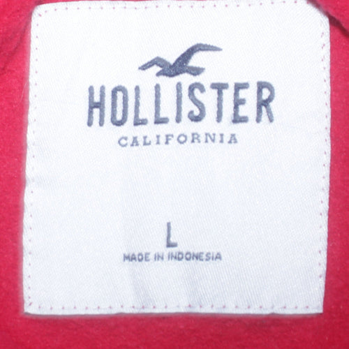 Hollister Men’s Red Pullover Hoodie L Graphic Print Casual