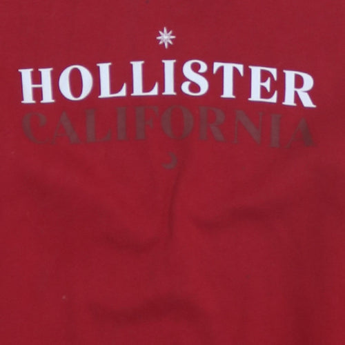 Hollister Men’s Red Pullover Hoodie L Graphic Print Casual