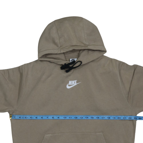 Nike Mens Beige Pullover Hoodie L Logo Fleece Hooded Sweatshirt