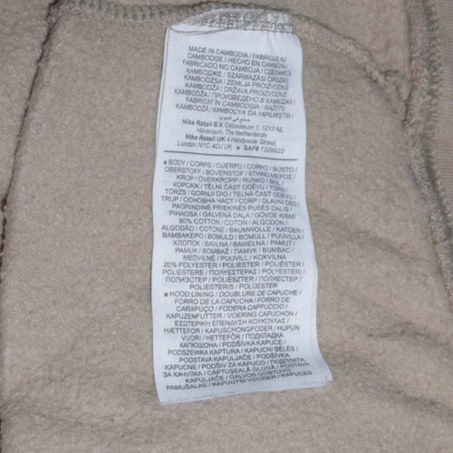 Nike Mens Beige Pullover Hoodie L Logo Fleece Hooded Sweatshirt