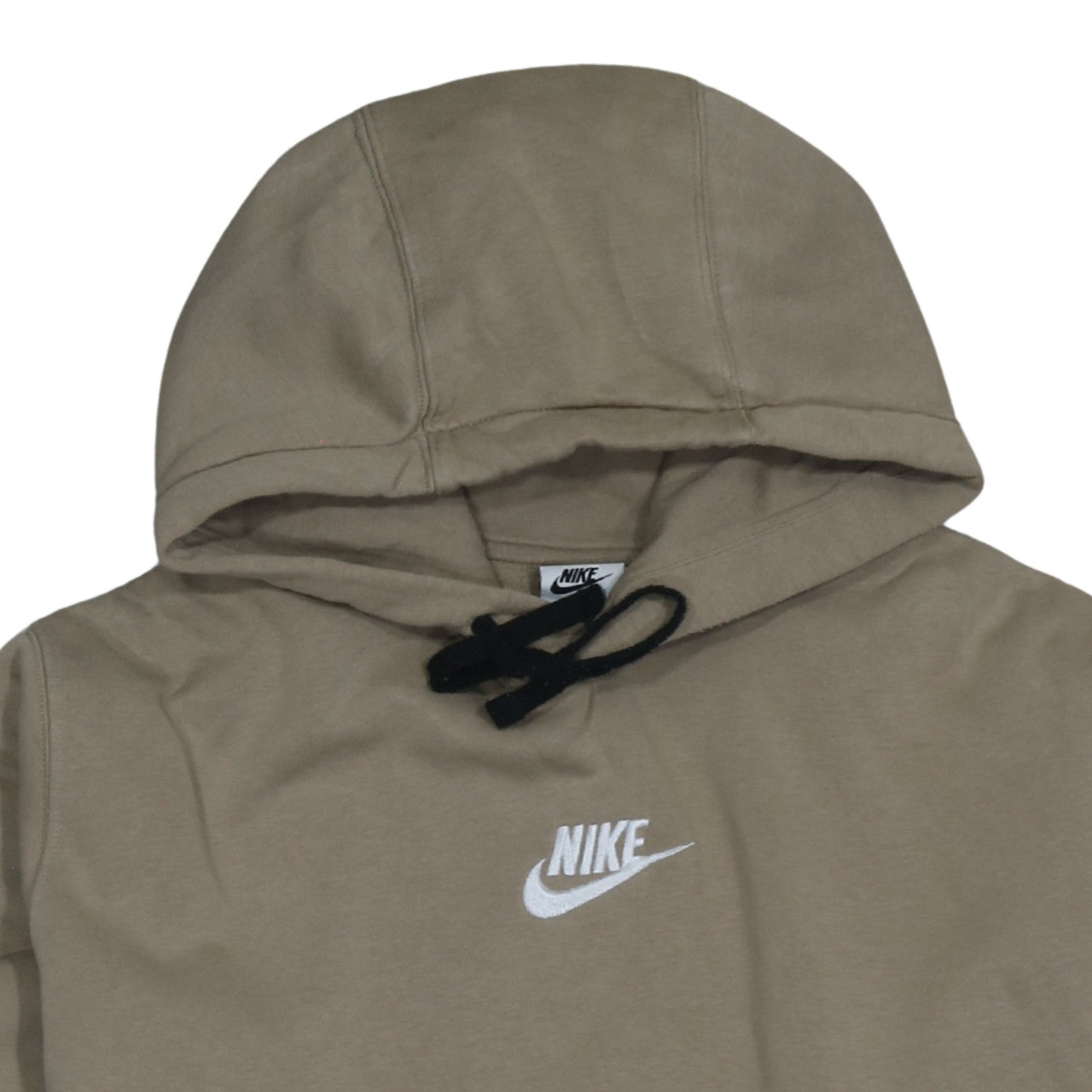 Nike Mens Beige Pullover Hoodie L Logo Fleece Hooded Sweatshirt