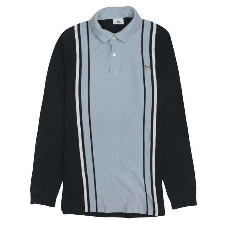 Lacoste Men's Black & Grey Striped Long Sleeve Polo Shirt Size L