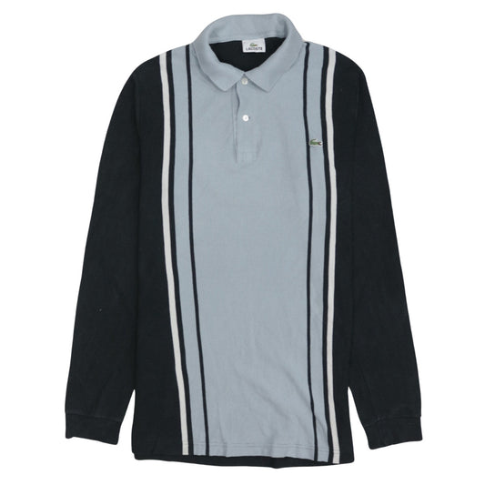 Lacoste Men's Black & Grey Striped Long Sleeve Polo Shirt Size L