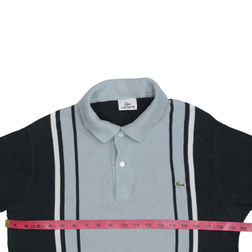 Lacoste Men's Black & Grey Striped Long Sleeve Polo Shirt Size L