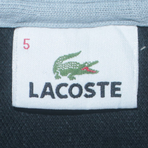 Lacoste Men's Black & Grey Striped Long Sleeve Polo Shirt Size L